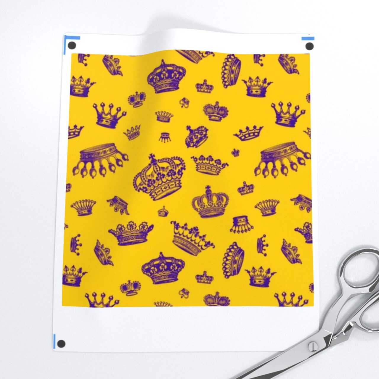 Royal Crowns Purple Golden Yellow King Royalty Gras Fat Tuesday Gold Princess Mardi Custom Printed Fabric by Spoonflower Various Fabrics by the Yard or Fat Quarter